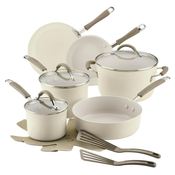 Set de utensilios de cocina Rachael Ray Cucina, cerámica, antiadherente, 13 piezas