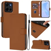 Wallet Case Compatible for Motorola Moto G Play 2026, PU Leather Magnetic Closure Protective Flip Folio Case with 3 Card Holder and Wrist Strap Cover Women Men,Brown,For Moto G Play 2026