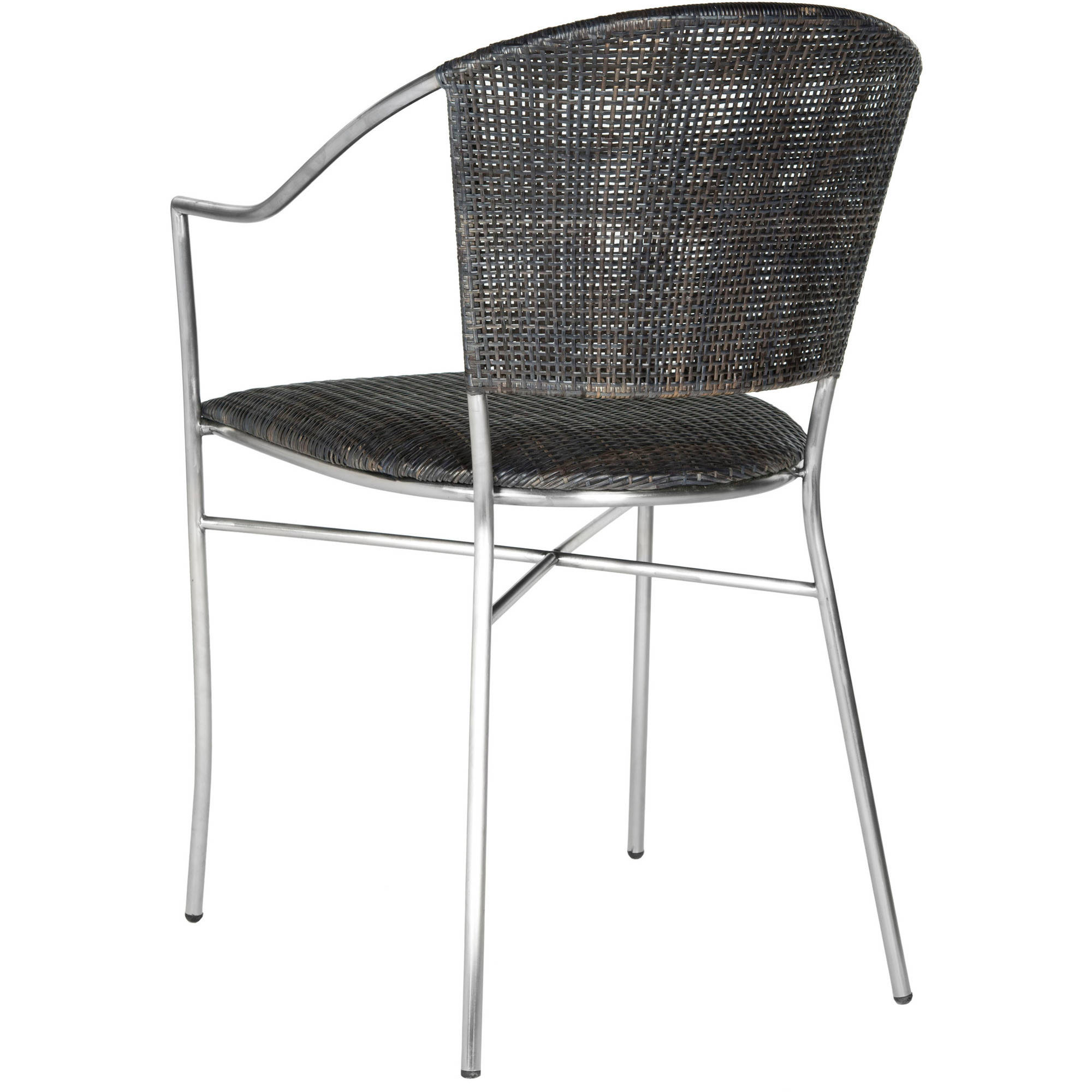 SAFAVIEH Melita Contemporary Rattan Armchair, Black, Set of 2
