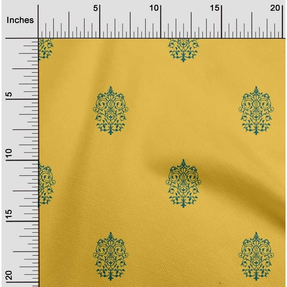 oneOone Polyester Lycra Yellow Fabric Ethnic Block Diy Clothing Quilting Fabric Print Fabric By Yard 56 Inch Wide