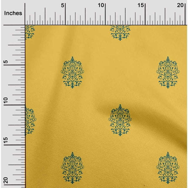 oneOone Cotton Poplin Yellow Fabric Ethnic Block Sewing Craft Projects Fabric Prints By Yard 56 Inch Wide