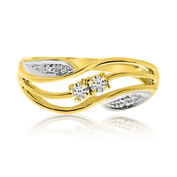 14K Yellow Gold Swirl Two-Stone Diamond Ring