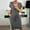 Dark Gray, variant on Homenesgenics Maxi Dresses for Women Women's Striped Elegant Short Sleeve Wear To Work Casual Pencil Dress with Belt