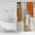 thumbnail image 2 of Shower Curtain Bathroom Set Orange Gradient Oil Painting Art Waterproof Fabric Shower Curtains with Grommets&Hooks Gray Color Block Privacy Bath Curtain for Bathtub 48x72in, 2 of 7