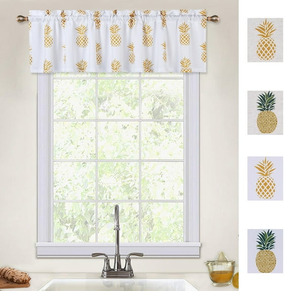 Haperlare 60"x15" Yellow Valance Curtains Pineapple Printed Floral Kitchen Curtain Valances for Living Room Bedroom Window Decoration