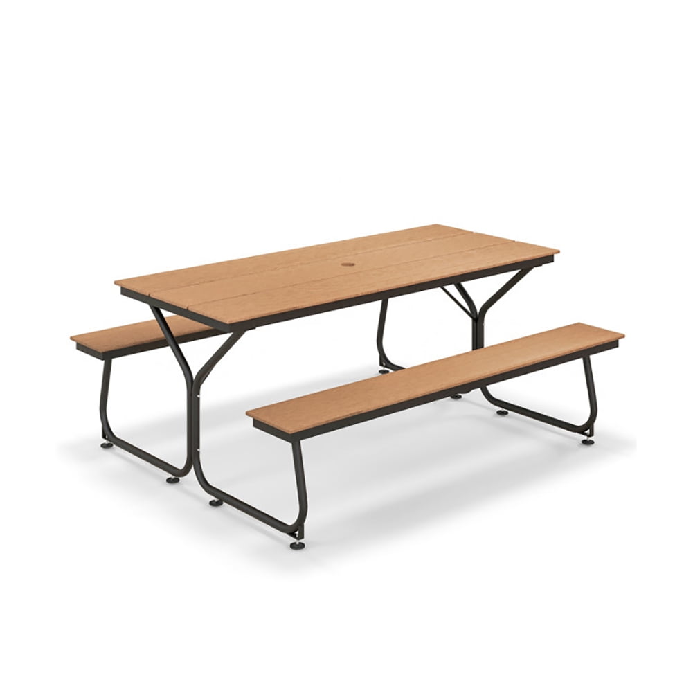 Aimee Lii 6 Feet Outdoor Picnic Table Bench Set for 6-8 People, Outdoor Dining Chairs, Brown