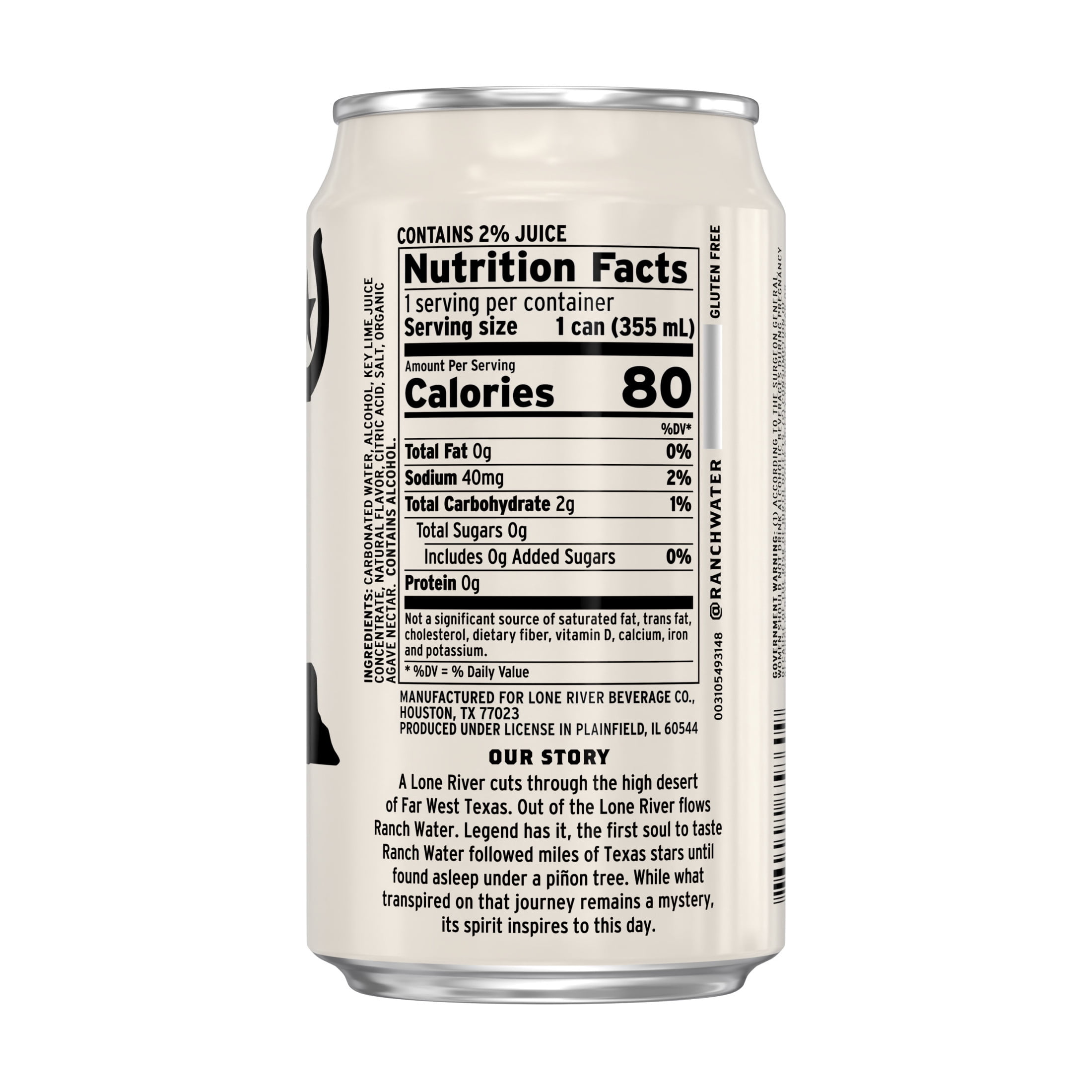 Lone River Ranch Water Original Hard Seltzer, 6 pack cans, 12 fl oz, 4% ABV