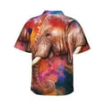 thumbnail image 3 of Balery Oil Paintings of Elephants Print Men's Hawaiian Shirts Short Sleeve Beach Shirt Relaxed Fit Vacation Button Down Shirts-Small, 3 of 9