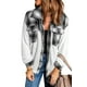 thumbnail image 4 of ABPHQTO Chaqueta de sherpa con bolsillo abotonado y patchwork a cuadros de mujer en blanco, 4 of 5