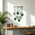 thumbnail image 2 of 10 Leaves Cotton Rope Tassel Tapestry, Boho Chic Aesthetic Wall Hanging Decor, Hand Woven Bohemian Wall Art Ornament for Home Indoor Decoration(Green), 2 of 7
