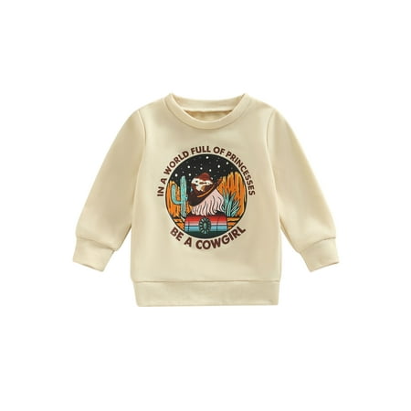

Bagilaanoe Toddler Baby Girl Casual Sweatshirt Long Sleeve Letter Print Pullover 6M 12M 18M 24M 3T 4T Kids Loose Tee Tops
