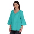 thumbnail image 4 of Moomaya Tunique en Coton à Manches Cloche pour Femmes Col en V Simple Top Schiffli d'Été, 4 of 7
