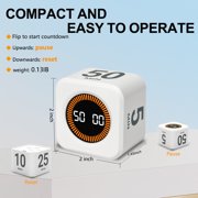 PULIVIA Visual Gravity Sensor Timer – Rotating Pomodoro Timer with Presets, LED Display, Rechargeable, Mute/Sound, Ideal for ADHD, Work, Kitchen – White