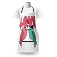 thumbnail image 3 of Kissing Apron, Graphical Design of Love Balloon and Bird Motifs Branch on Plain Background, Unisex Kitchen Bib with Adjustable Neck for Cooking Gardening, Adult Size, Pink Seafoam White, by Ambesonne, 3 of 4