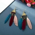 thumbnail image 5 of HOOUN Fashion Women Bohemian Ancient Gold Earrings Feather Beads Pyramid Tassel 1486-White, 5 of 9