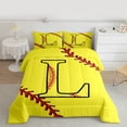 thumbnail image 2 of Homewish Cartoon Monogrammed L Bedding Comforter Set, Yellow Red Baseball Twin Comforter Sets, Teens Kids Boys Girls Reversible Bedding Set, Microfiber Bedroom Decor, 2 Pieces, 2 of 8