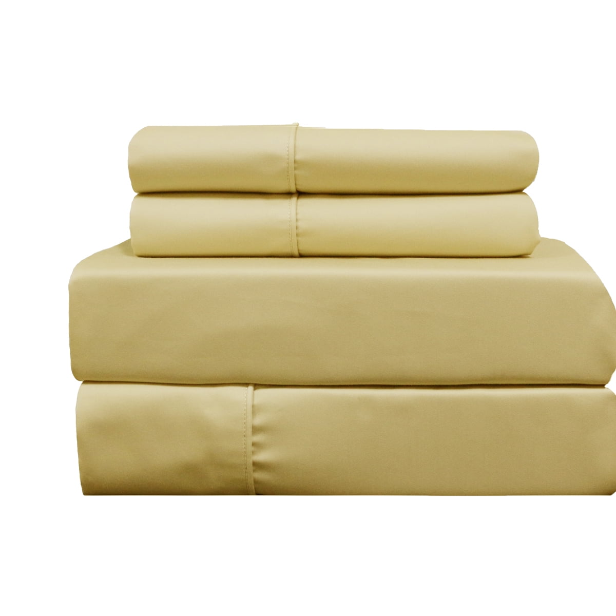 22inch Super Deep Pocket Bed Sheets Wrinkle Free Cotton 650TC Solid Queen Gold