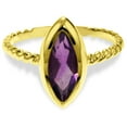 thumbnail image 2 of Galaxy Gold 14K Solid Yellow Gold Cable Band Ring with Natural Marquise Purple Amethyst, Size 7.0, 5.5-11 Sizes, February Birthstone, Symbol of Serenity, 2 of 4