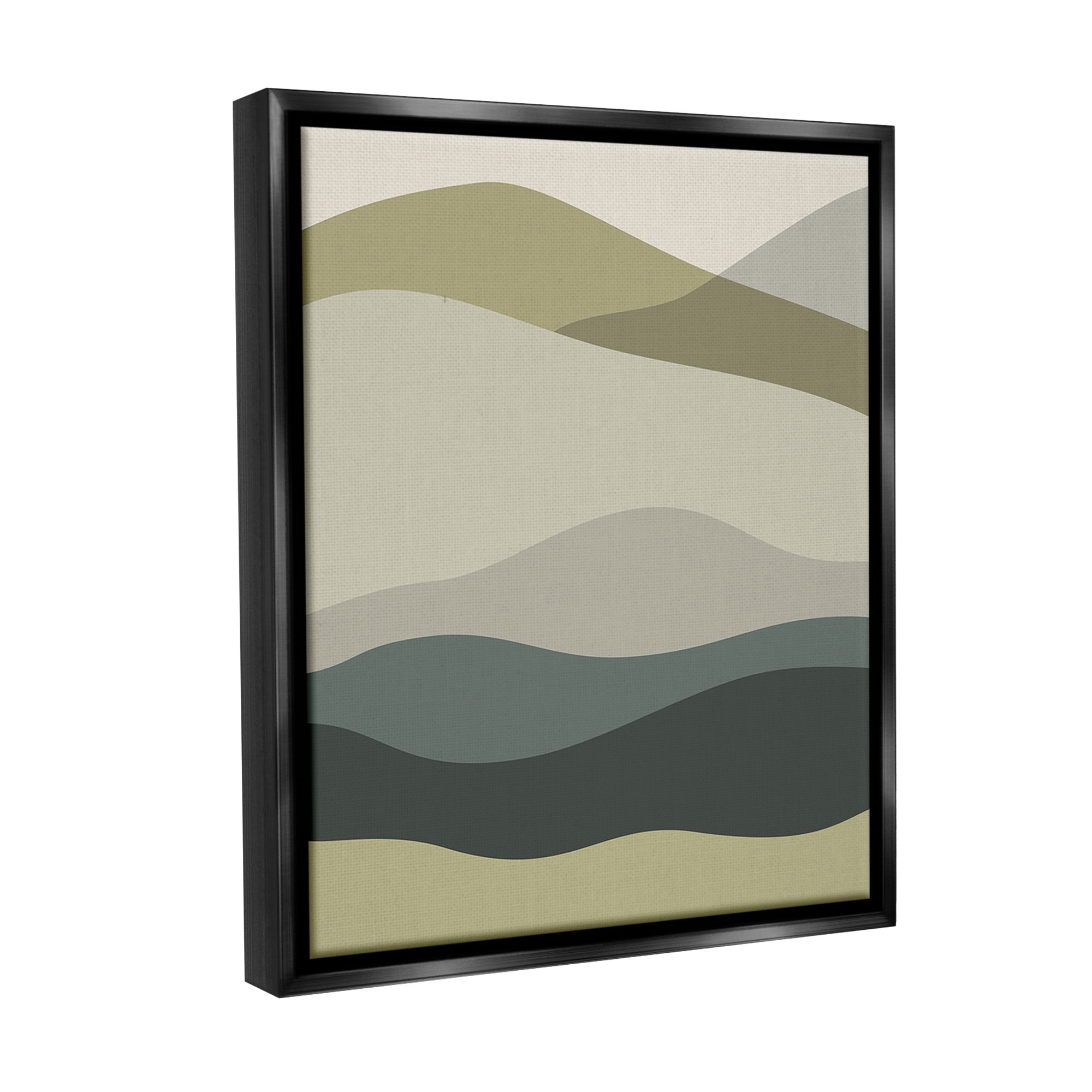 Stupell Industries Modern Countryside Hills Landscape Painting Black Floater Framed Canvas Art Print Wall Art, 25 x 31