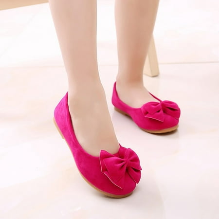 

Ediodpoh Girls Dance Student Bowknot Princess Soft Baby Solid Shoes Kid Children Single Baby Shoes Kids Shoes Hot Pink 6.5
