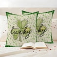 thumbnail image 3 of St. Patrick's Day Pillow Covers 2 Pack Vintage Watercolor Lucky Shamrock Ombre Green Plaid Pillowcase Waterproof Outdoor Throw Pillow Cover for Patio Garden Square Cushion 26”x26”, 3 of 9