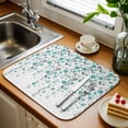 thumbnail image 4 of Dish Drying Mat for Kitchen Counter Teal Turquoise Grey Floral Drying Pad Absorbent Drying Mats for Countertops Sinks Draining Racks Spring Flowers Reversible Drainer Kitchen Accessories 18x24 Inch, 4 of 7