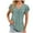 Green, variant on Summer Tops for Women Fashion Casual Solid Color Pleated V Neck Ruffle Short Sleeve T-shirts Trendy Loose Hollow Out Blouses