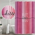 thumbnail image 4 of Happy Valentine's Day Shower Curtain Set - Long 72" x 84" Washable Bathtub Curtain with 12 Hooks, Valentines Pink Gradient Striped Waterproof Fabric Stall Shower Curtains for Bathroom/Bathtub Décor, 4 of 6