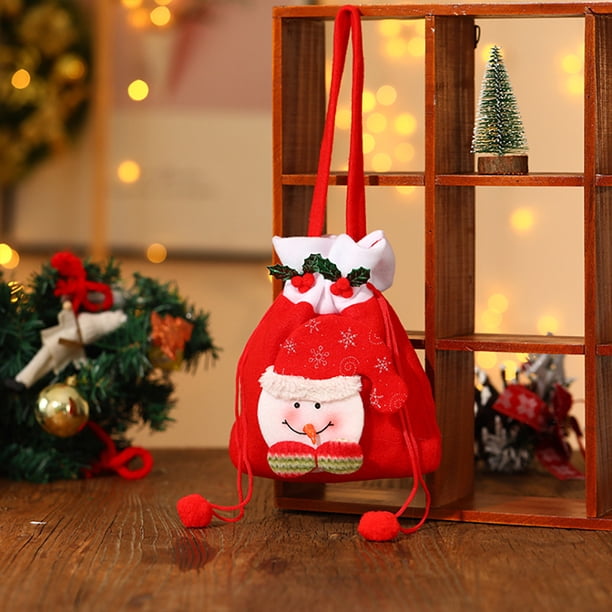 Fiudx Bolsas de Dulces Navideñas, Tela Suave, Decoración Festiva para Árbol y Chimenea, Bolsa de Regalo Multiusos, Perfecta para Fiestas Navideñas, Reutilizable y Versátil, Tamaño 20 X 23 Cm.