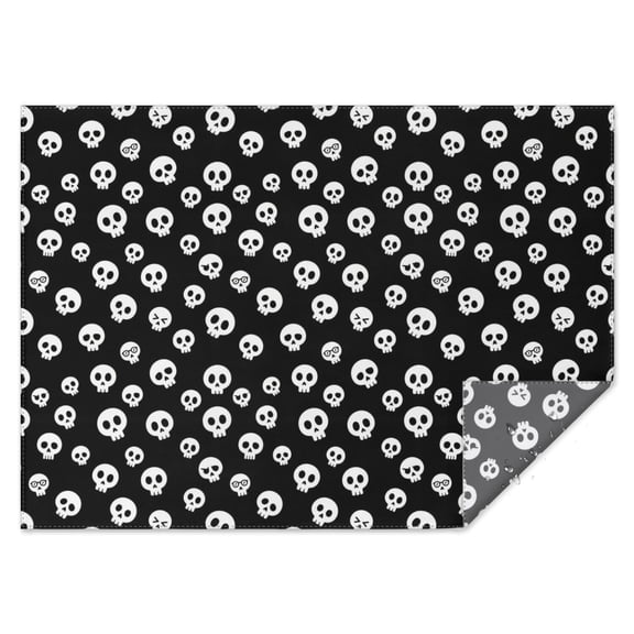 Black White Skull Pattern Rectangle Tablecloth 60"x84",Waterproof Polyester Rectangle Table Cloth, Wipeable Spillproof Polyester Tablecloth for Dining, Camping, Indoor and Outdoor