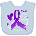 thumbnail image 3 of Inktastic Love, Care, Cure Cystic Fibrosis Awareness Purple Ribbon Boys or Girls Baby Bib, 3 of 4