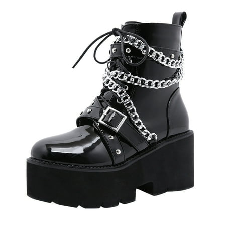 

Fauean Womens Ankle Boots Fashion Breathable Wedges Retro Lace up Boots Comfort Fall Shoes Black Size 37