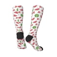 thumbnail image 4 of Daiia Sports Socks Hand Drawn Watermelon Printed Novelty Crew Socks for Men Women Knee High Socks Cotton Socks Soft & Breathable Support Unisex Socks, 4 of 9