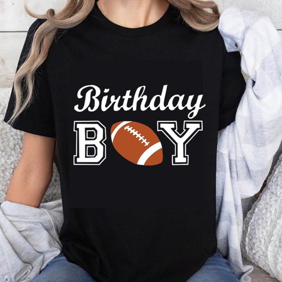 100% Cotton Birthday Boy Football T-Shirt for Kids and Teens Youth Birthday Shirt with Football Design Fun Party Wear for Boys