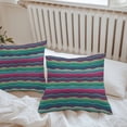 thumbnail image 4 of Gradient Stripes Outdoor Pillow Covers Set of 2 Vintage Pink Green Lines Watercolor Waterproof Throw Pillow Case Decorative Square Cushion Cover for Patio Couch Garden Balcony, 18"x18", 4 of 9