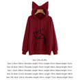 thumbnail image 4 of Qarigey Loose Fit Cartoon Cat Print Mujer con capucha Print Mujer Camisa Manga larga Cuello Sudadera con capucha Prendas para la parte del cuerpo Vino rojo XXL Qarigey FS9881-15, 4 of 6
