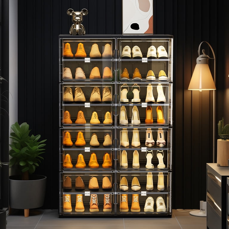 JEKO&JEKO 7-Tier Foldable Shoe Organizer Cabinet, Double Column