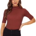 thumbnail image 1 of ORUYROP Chandail à Manches Courtes pour Femmes, Pull Ajusté en Jersey, 1 of 6