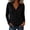Black, variant on Womens Mandarin Split Neck Blouse Half Button Placket Floral Embroidery Three Quarter Elastic Cuff Loose Casual Spring Summer Daily Wear Top