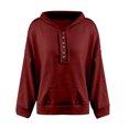 thumbnail image 4 of New Arrivals 2024 Womens Long Sleeve Shirts Sweatshirt Hooded V Neck Button Hoodies Tunic Pullover Tops, 4 of 9