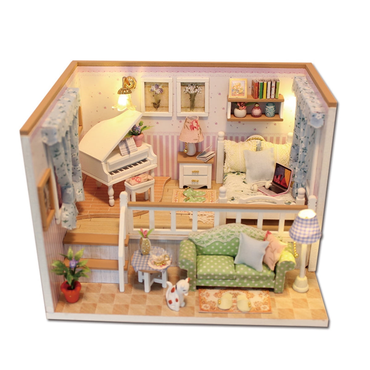 ABS Miniature Bunk Bed Model for 1/12 Dolls House Children Bedroom Furniture Life Scenes Decor Room Accessory #1
