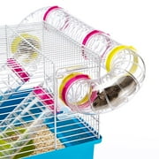 Ferplast Paula Starter Hamster Cage | Includes ALL Accessories | 18.10L x 11.61W x 9.6H Inches, Blue & White