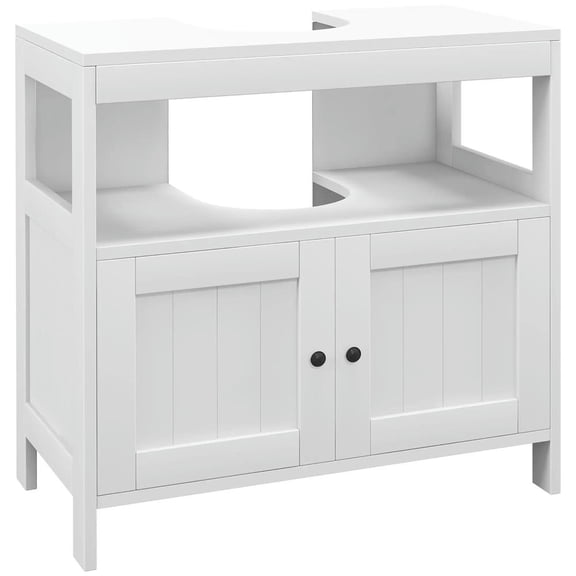 Topcobe Pedestal Sink Storage Cabinet, Bathroom Under Sink Cabinet with 2 Doors and Open Shelf, Bathroom Vanity, Indoor Modern Furniture for Bathroom, White