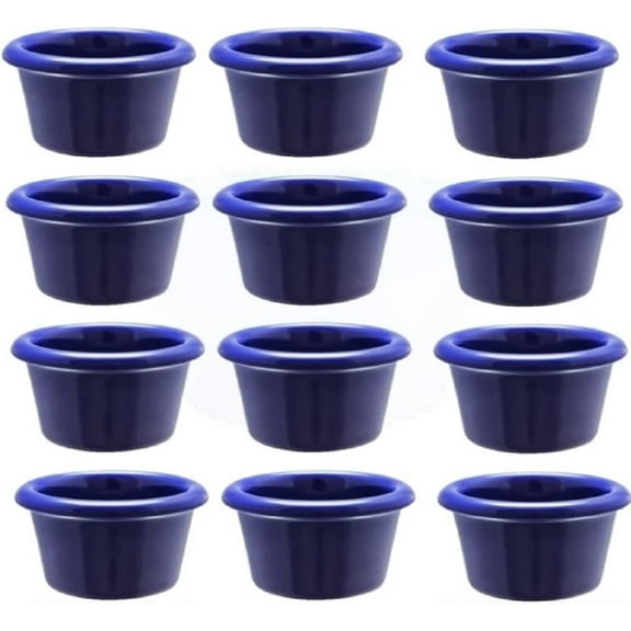 Truecraftware – Set of 12- Smooth Ramekin 6 oz. Cobalt Blue Color Melamine - Individual Condiments Ramekins Portion Dipping Sauce