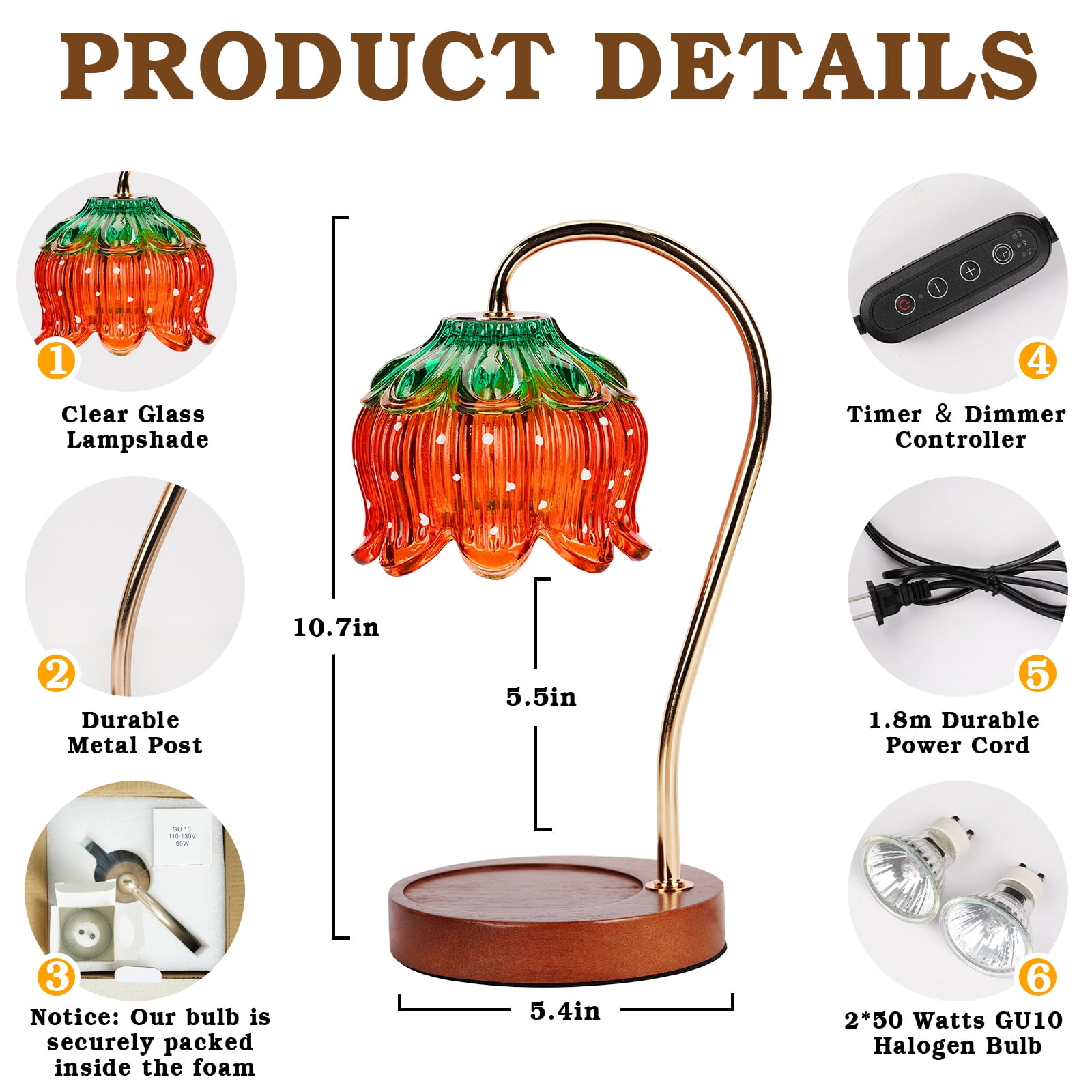 Funistree Strawberry Candle Warmer Lamp with Timer, Birthday Gifts for Women Mom, House Warming Gifts, Wax Melt Warmers for Jar Candles Home Decor
