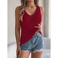 thumbnail image 6 of Womens Summer Sleeveless V Neck Sweater Vest Fall Knitted Loose Tank Tops Wine Red L, 6 of 9