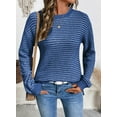 thumbnail image 4 of DOKOTOO Women’s Sweater Striped Sweaters Casual Knit Long Sleeve Crewneck Striped Side Split Pullover Sweater Tops S-2XL, 4 of 11