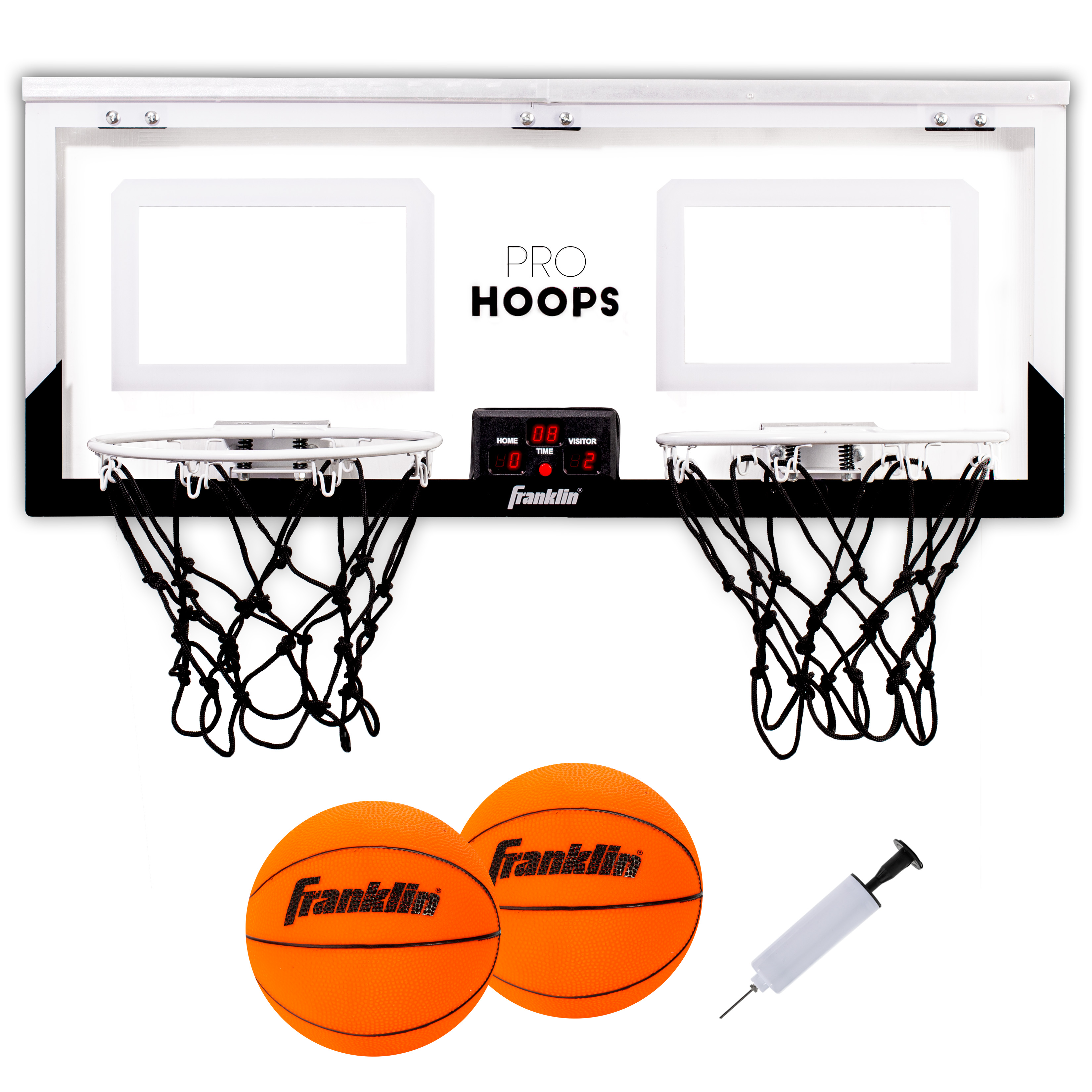 Franklin Sports 2 Player Over the Door Mini Basketball Hoop - Double Mini Hoop Shootout Game - Mini Hoop and Mini Basketball Set - Fits All Standard Doors