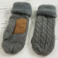 thumbnail image 5 of Xfvqtps Mens and Womens Mittens Full Fingered Knitting Thickened Plush Lining Solid Color Simplicity Non-Slip Windproof Warm for Cold Weather Winter Gloves Gray, 5 of 7