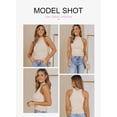 thumbnail image 3 of Weardear Womens Neck Halter Tank Tops Summer Ribbed Knit Racerback High Halter Neck Crop Tops Blouses Sleeveless Slim Basic Cami Shirts, 3 of 5